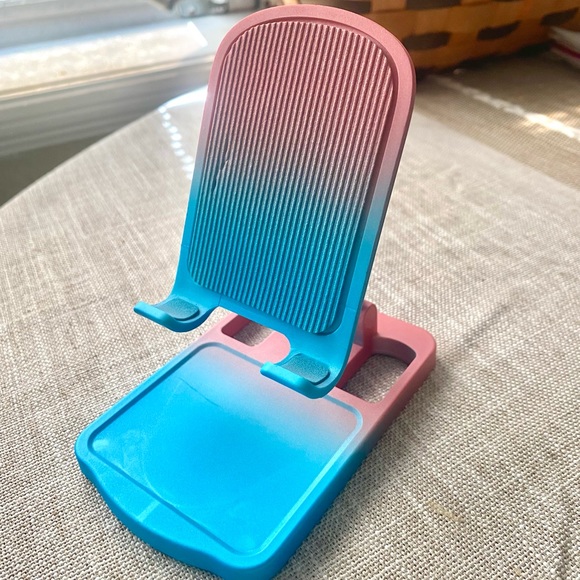 Foldable Phone / Tablet Stand • Portable for Car / Home • Pink & Blue Ombré - Picture 6 of 7